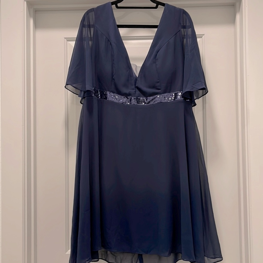 Shein Curve 3XL navy Vneck sequins dress